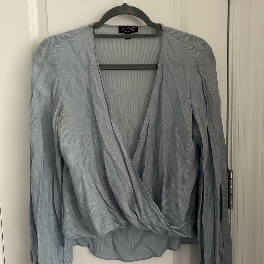 Topshop Blue Wrap Top